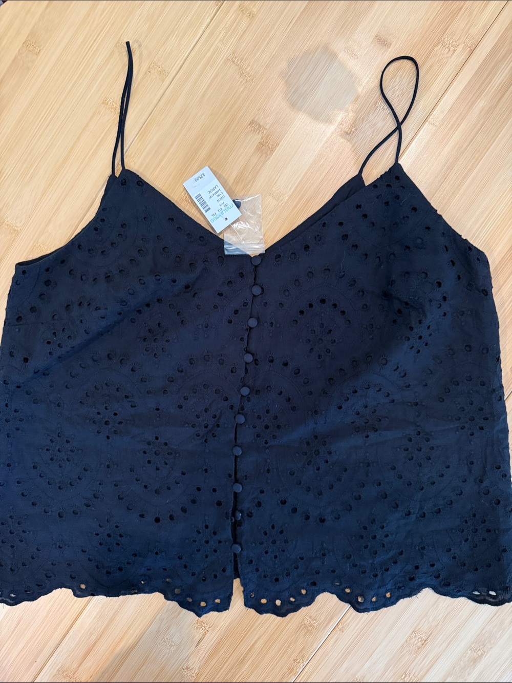 Maurices Black Eyelet Button-Front Camisole